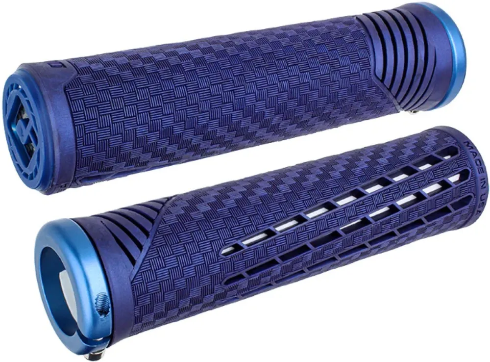Nu rata ODI CF Lock-On Grips Sapphire Blue w/ Blue Clamp