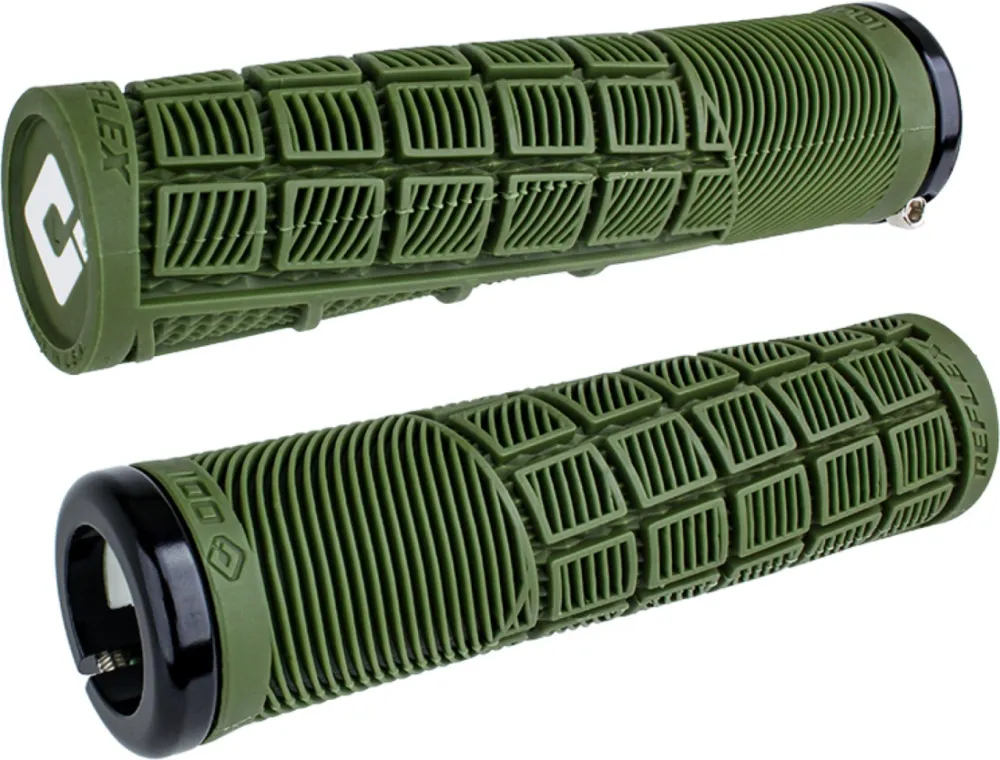 ODI Grips Reflex v2.1 Lock-On army green w/ black clamps 135mm Ieftin