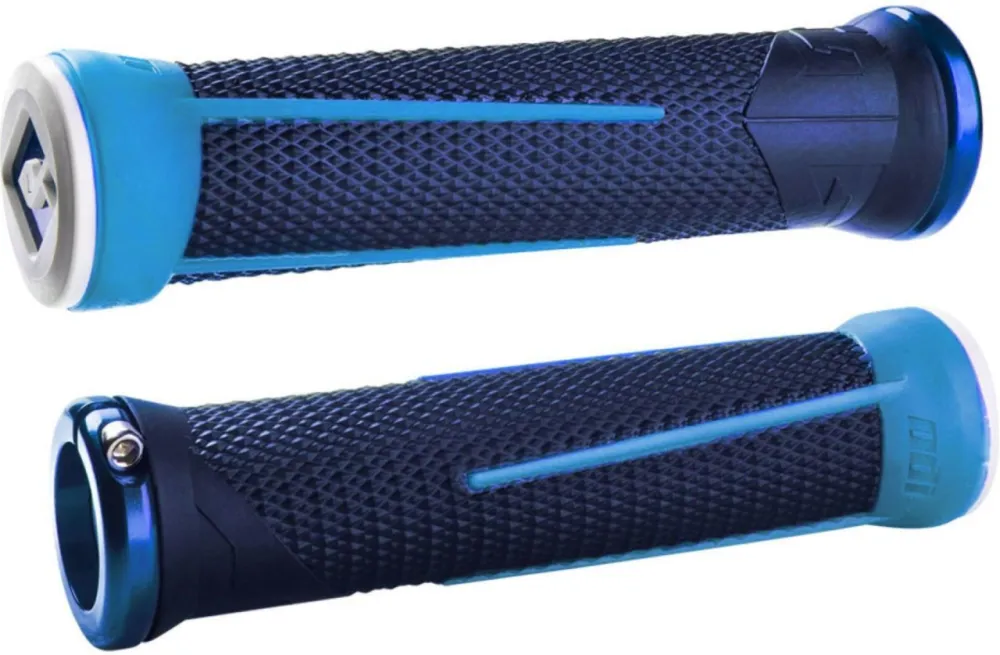 Ofertă limitată ODI MTB grips AG1 Signature Lock-On 2.1 blue-lightblue, 135mm blue clamps