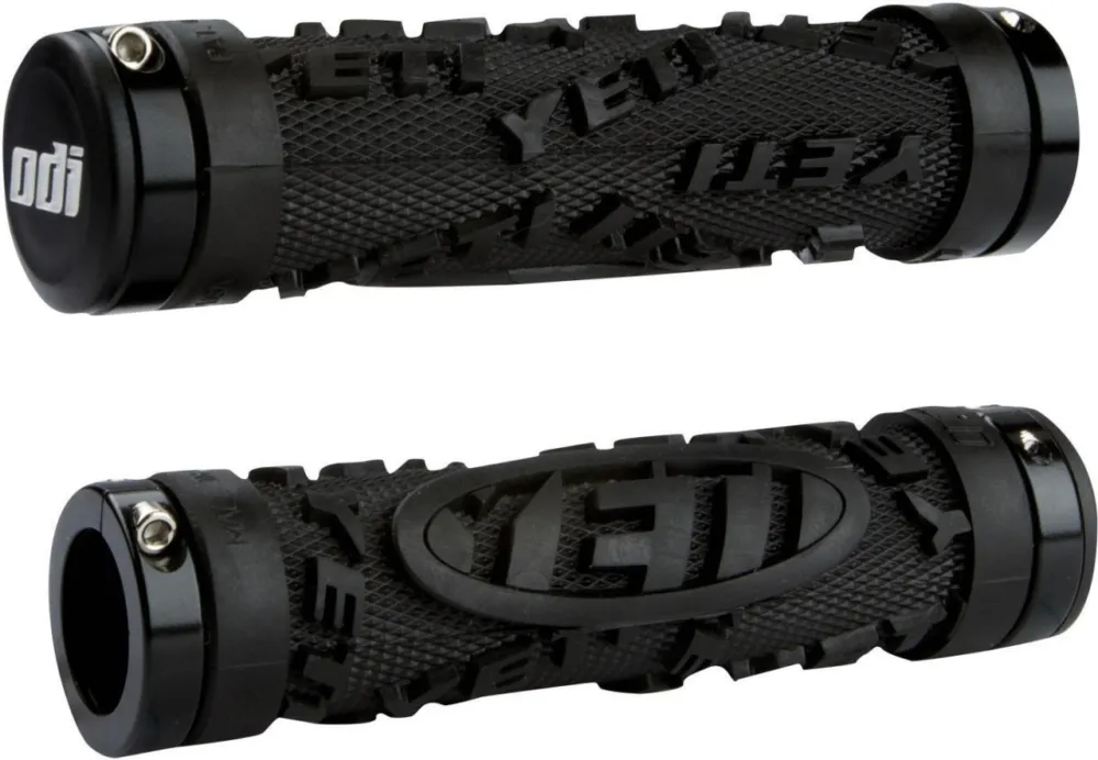 Super ofertă ODI MTB grips Yeti Hardcore Lock-On black, 130mm black clamps, Bonus Pack