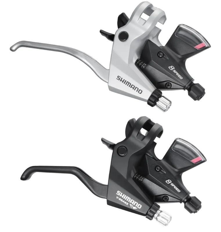 MANETA SCHIMBATOR/FRANA SHIMANO ALTUS ST-M310-S-2 8X3 VIT. CABLU DE SCHIMBATOR 2050/1800MM SUS PT. V-BRAKE CAMASA DE SCHIMBATOR SP40 NEAGRA CABLU DE FRANA NEGRU OGD ARGINTIU AMBALAT IND. Preferatul clienților