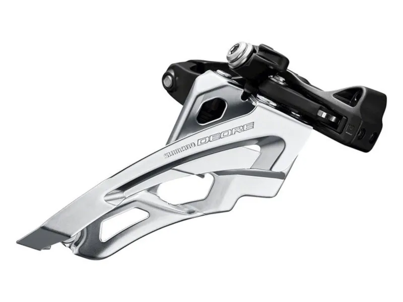 SCHIMBATOR FATA SHIMANO DEORE FD-M6000-M TRIPLU PT. 10 VIT. PE SPATE MID CLAMP SIDE SWING TRAGERE PRIN FATA COLIER 34.9MM (INCL. ADAPTOR 28.6MM & 31.8MM) UNGHI CS 66-69 PT. PINION MARE 40-42T AMBALAT IND. Disponibil imediat