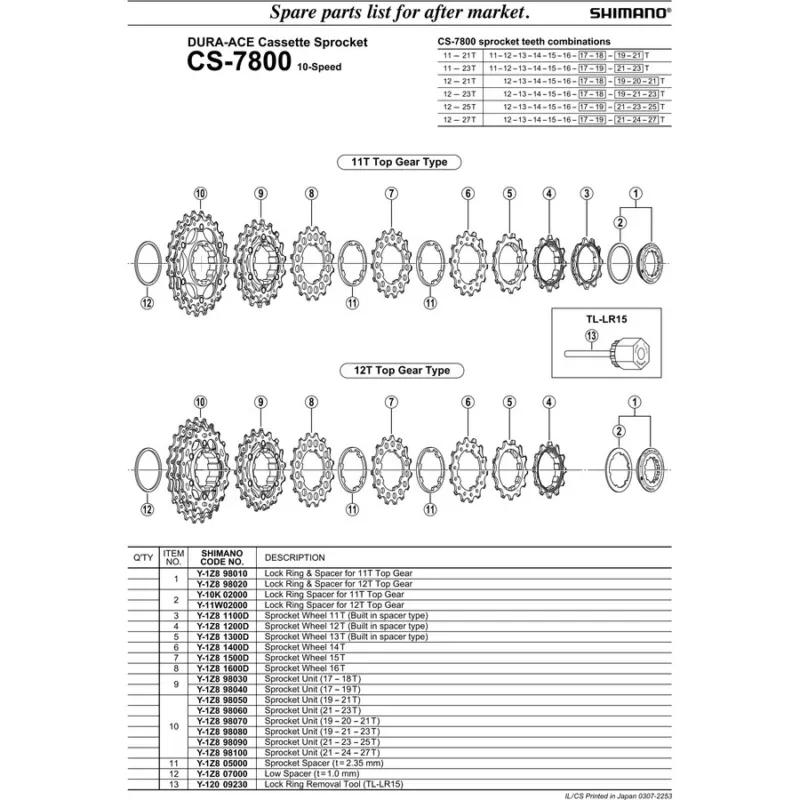 Vezi acum DISTANTIERE SHIMANO CS-7800, LOW T=1.0MM