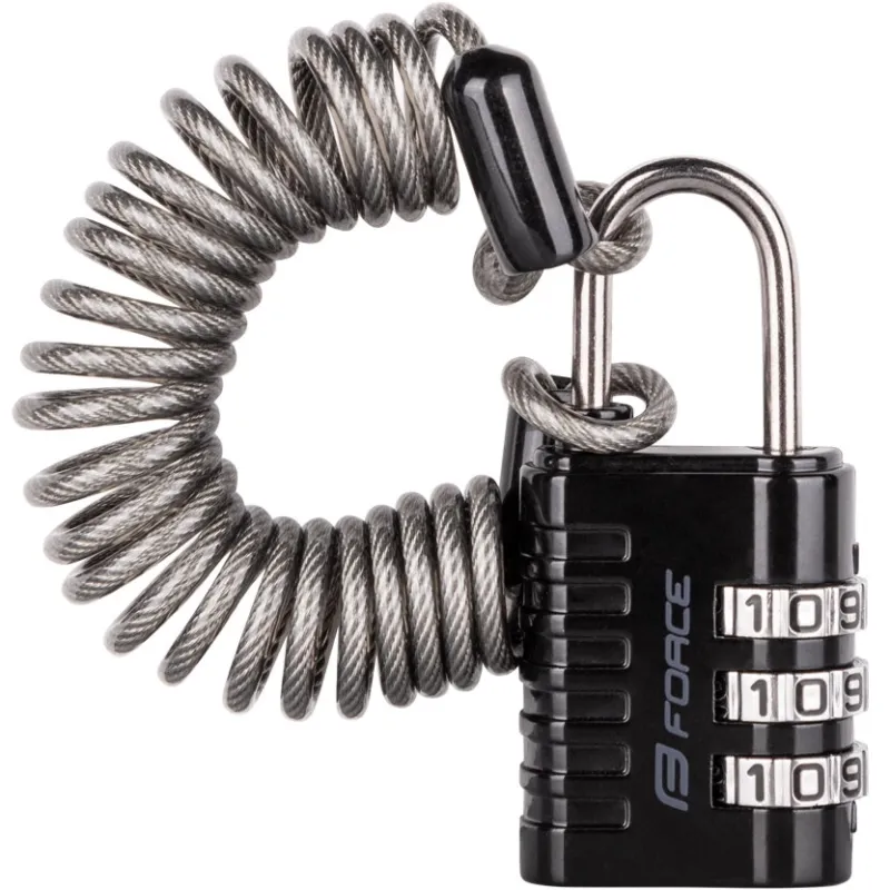 Antifurt Force SMALL 2 spiral code 120cm/3mm, negru Lichidare de stoc