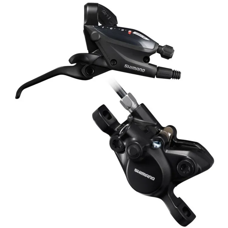 Plată sigură Maneta De Schimbator/Frana Shimano St-Ef505(9r), Br-Mt200(R), 9 Vit., Fara Adaptor, Placute Resin, Incl. Oliva Si Insertie Conectare, Furtun Sm-Bh59-Ss 1700mm Negru, Camasa Sp41 600/300mm, Ambalat Ind.