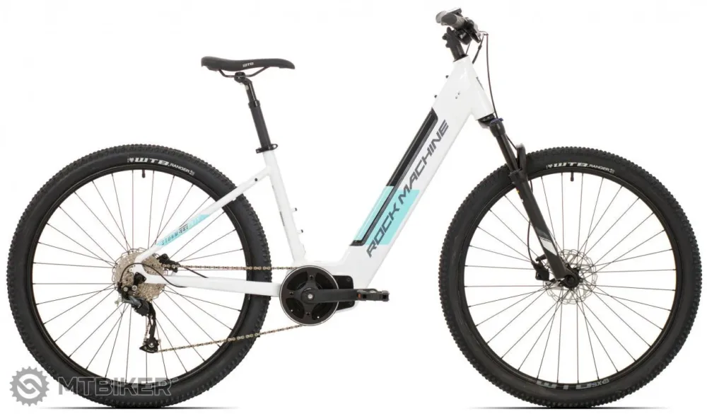Bicicletă electrică damă Rock Machine Storm INT e70 29, pearl white/light mint/dark silver - 19" (L) Mai ieftin
