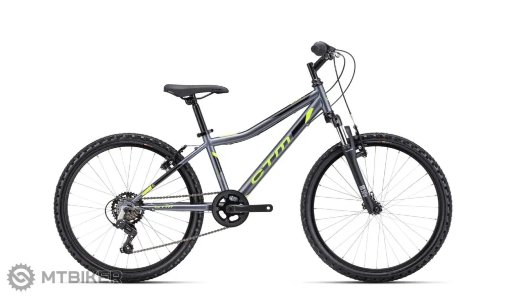Bicicletă copii CTM BERRY 24, gri mat/verde neon - 13" Reducere