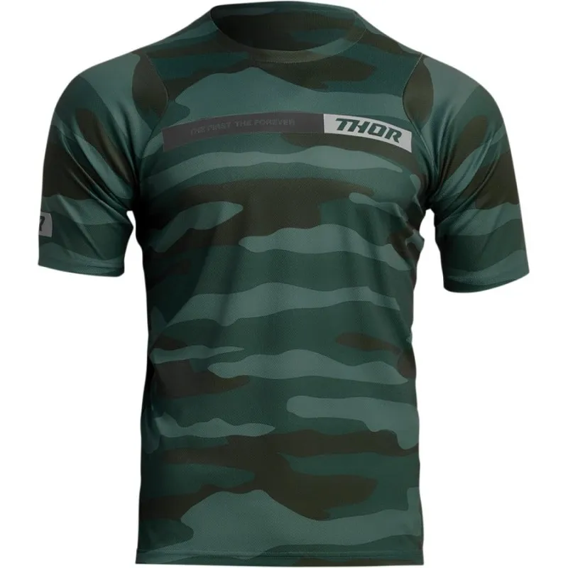 Bluza ciclism Thor assist camo short sleeve, Verde - S Disponibil imediat