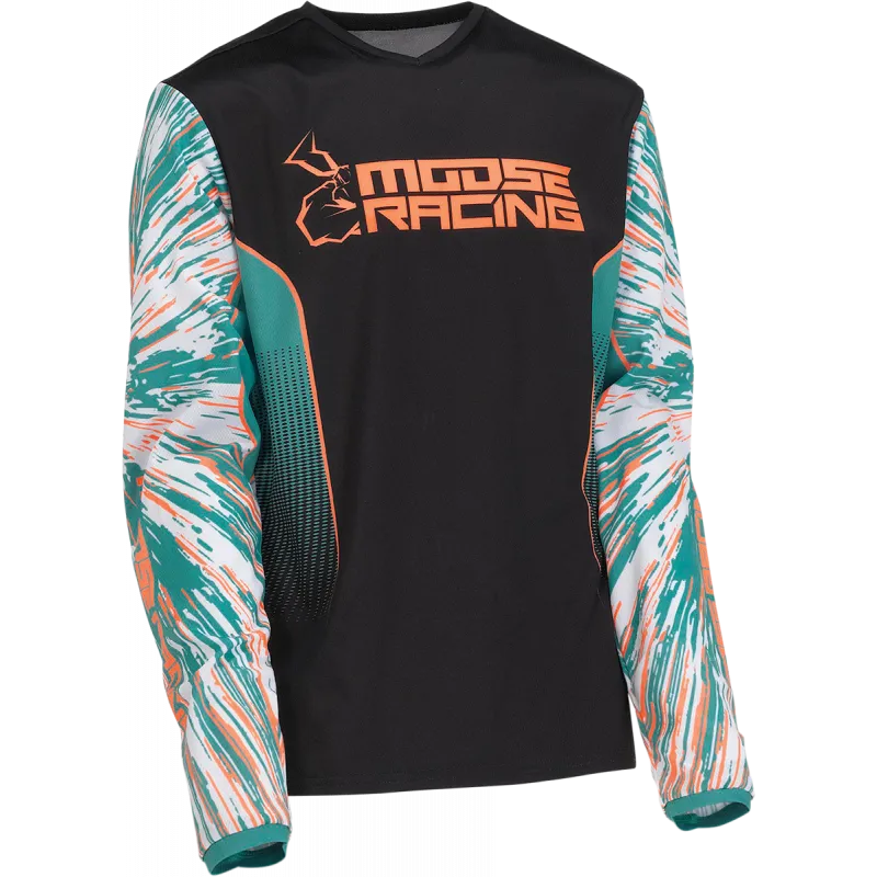 Promoție Bluza copii Moose racing agroid, Albastru/Portocaliu/Negru - M - 8-10 ani