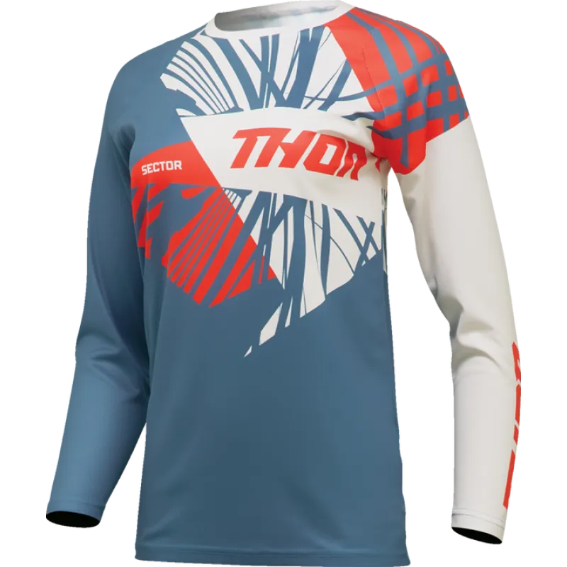 Bluza motocross pentru femei THOR WOMEN'S SECTOR SPLIT BLUE/ORANGE - XS Reducere specială