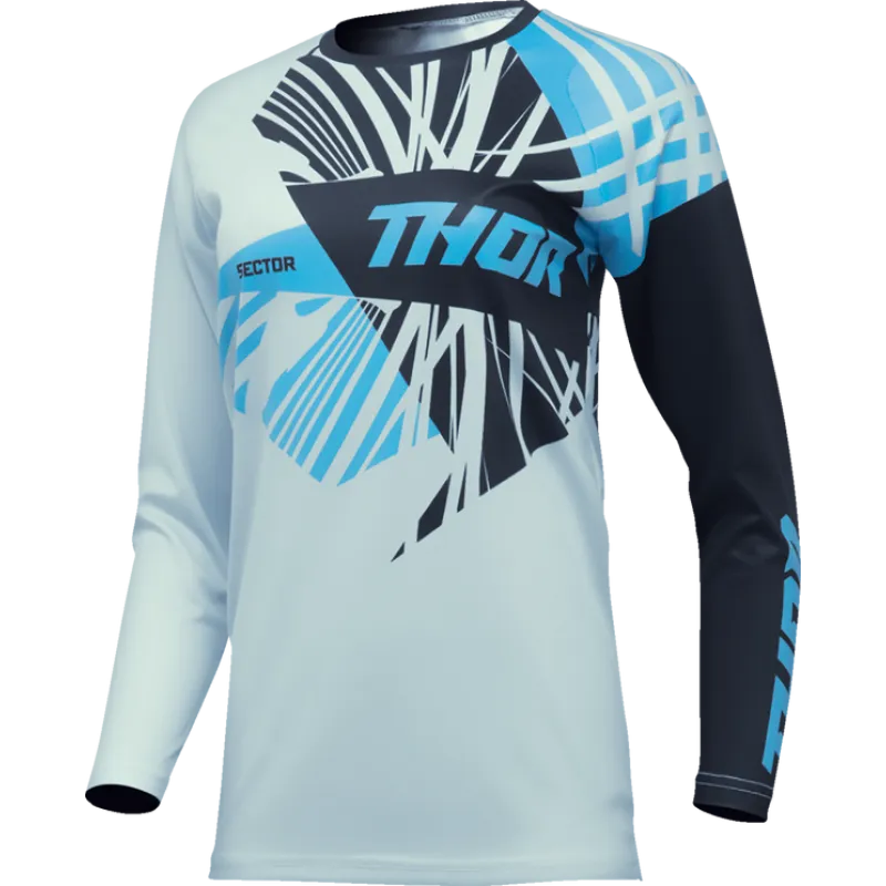 Reducere extra Bluza motocross pentru femei THOR WOMEN'S SECTOR SPLIT LIGHT BLUE