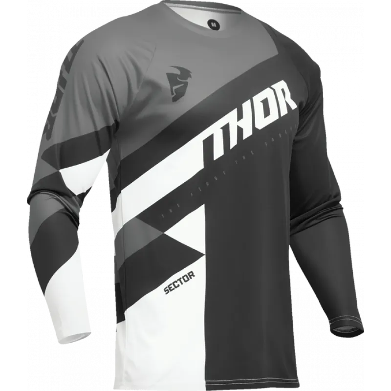 Bluza motocross THOR SECTOR CHECKER BLACK/GRAY Ofertă specială