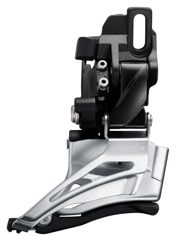 Disponibil imediat SCHIMBATOR FATA SHIMANO DEORE FD-M6025-D, DOUBLU, PT. 10 VIT. PE SPATE, DOWN SWING, TRAGERE DUBLA, PRINDERE DIRECT MOUNT, UNGHI CS 66-69, PT. PINION MARE 34- 38T, CL 48.8MM, AMBALAT IND.