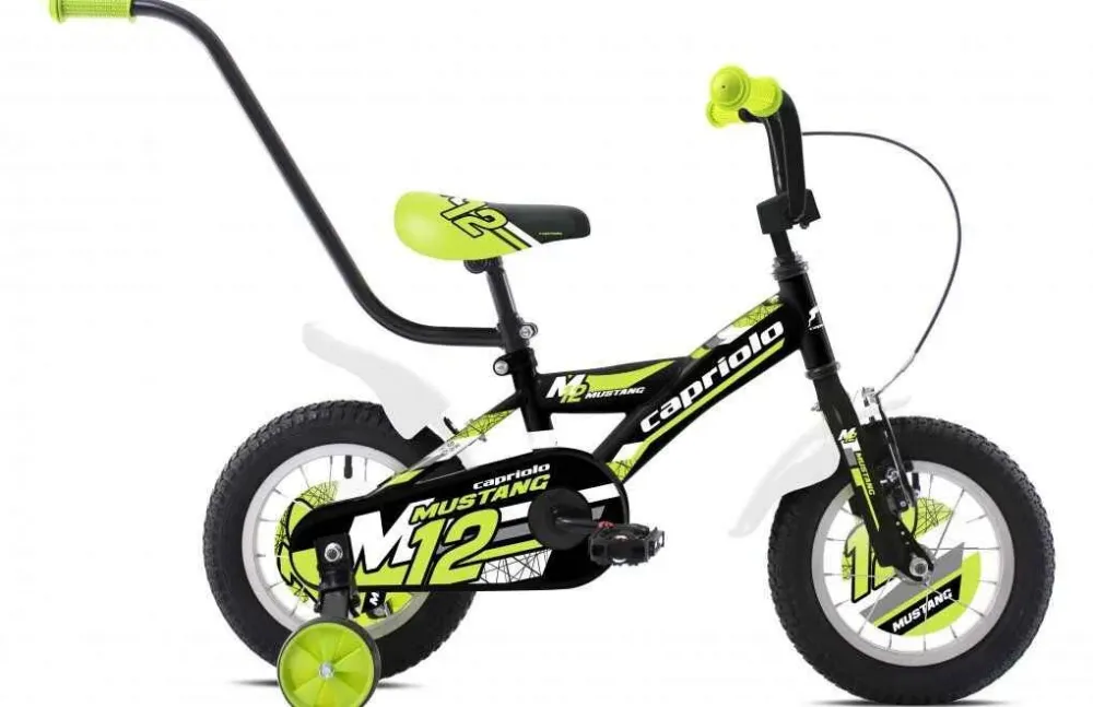 Bicicleta copii 12 Capriolo Mustang negru lime Calitate înaltă