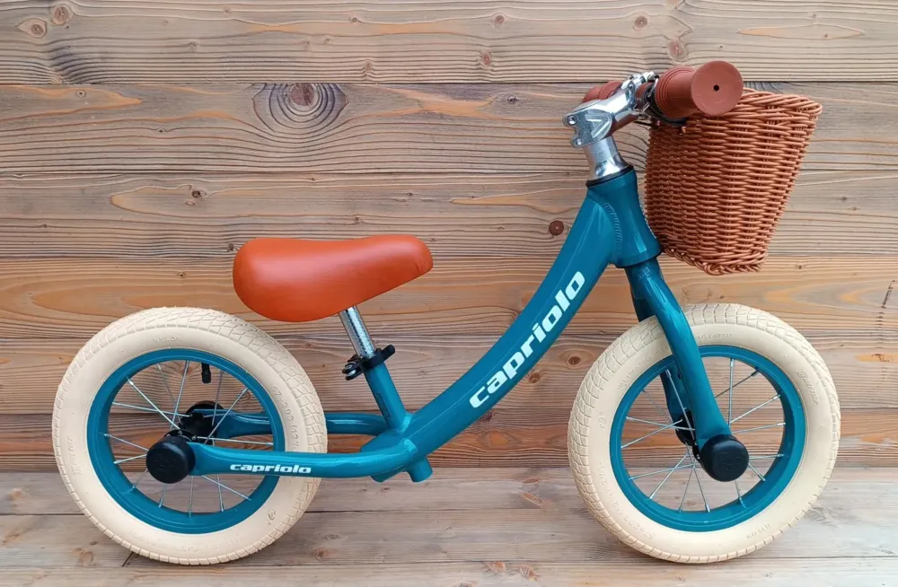 Transport gratuit Bicicleta copii fara pedale Capriolo GUR-GUR retro albastru aluminiu FM029