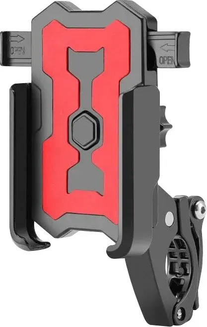 Bestseller Suport telefon Fivestars BikeDock PHH-100, prindere pe ghidon 22-31.8mm, latime telefon 7-10cm, aluminiu, negru/rosu