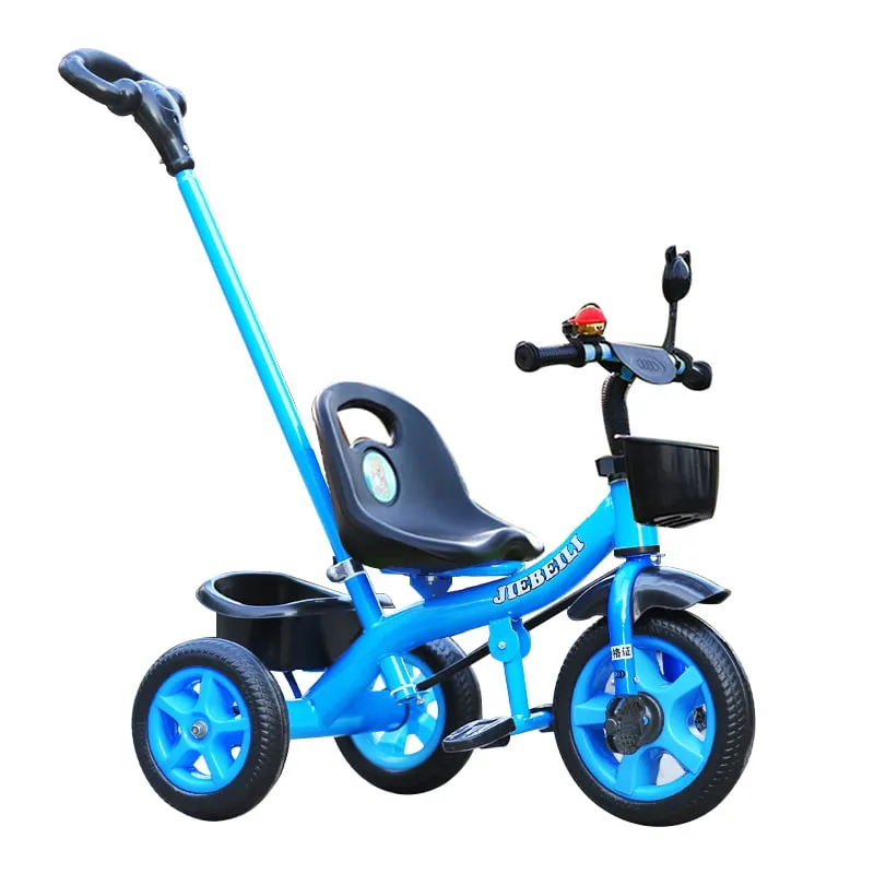Premium Tricicleta cu pedale pentru copii 2-5 ani, Maner parental, Albastru
