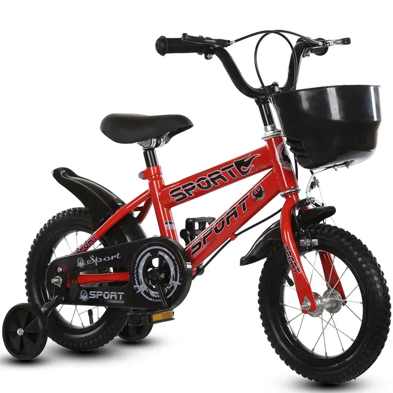 Bicicleta pentru copii cu roti ajutatoare si frane, 12 inch, Rosu Cumpărături sigure