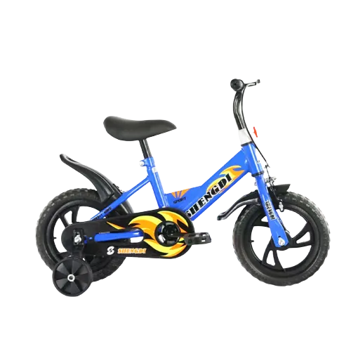 Bicicleta cu roti ajutatoare, 2 - 6 ani, 12", Albastru, Frane, Sezut reglabil Popular