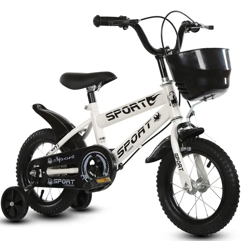 Nu rata Bicicleta pentru copii cu roti ajutatoare si frane, 14 inch, Alb
