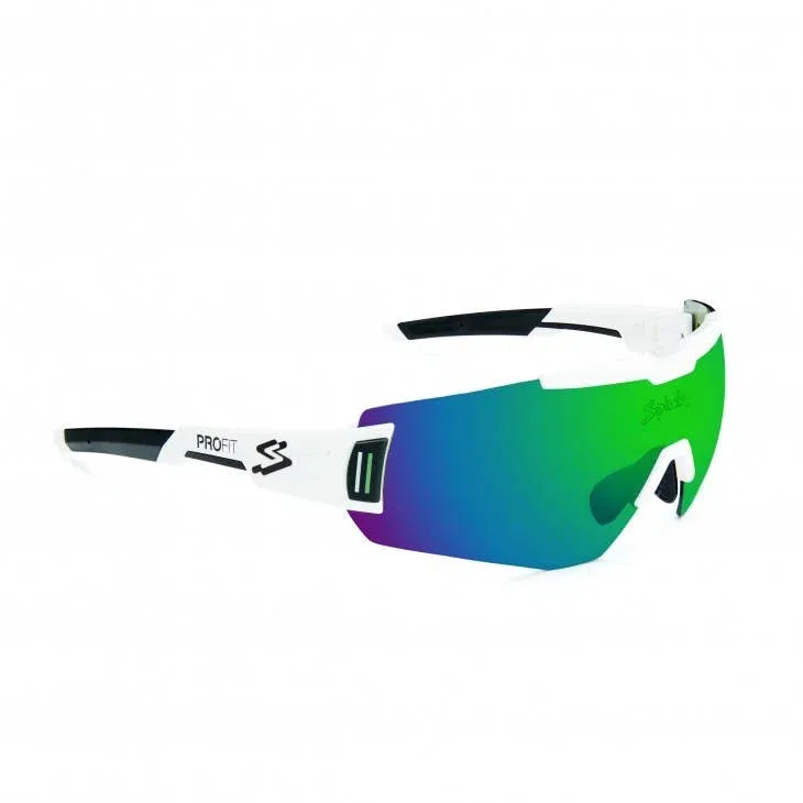 Ofertă specială Spiuk - ochelari soare sport - Profit - rama alba - lentila oglinda albastra-verde cat. 3 + lentila transparenta