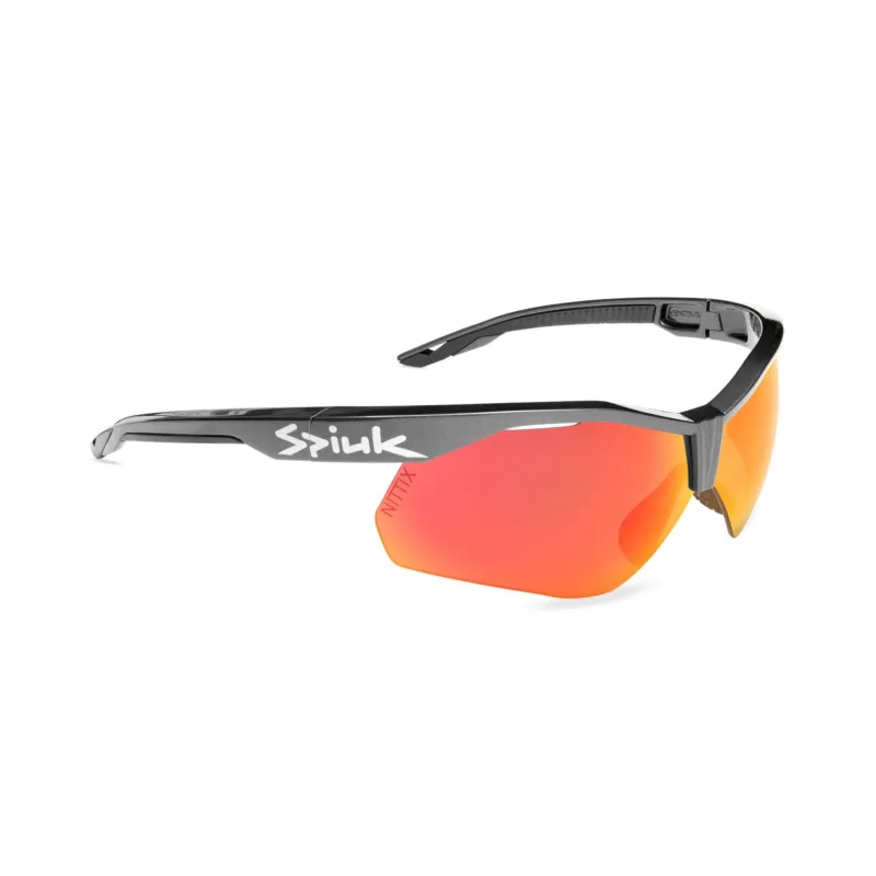Ofertă exclusivă Spiuk - ochelari soare sport Ventix K, 2 lentile de schimb Nittix transparent si rosu oglinda - rama neagra antracit